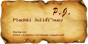 Plachki Juliánusz névjegykártya